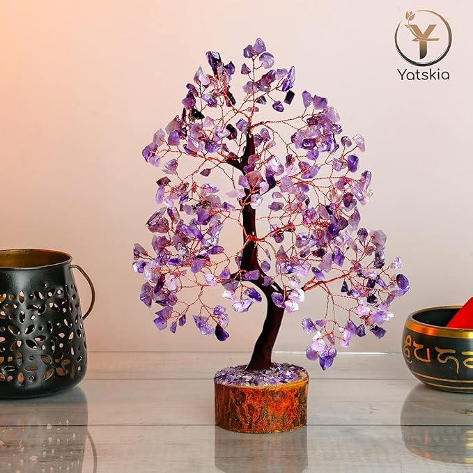 YATSKIA Amethyst Crystal Tree Stones and Crystals Tree of Life, Crystal Home Decor, Good Luck Gifts, Spiritual Gifts for Women
