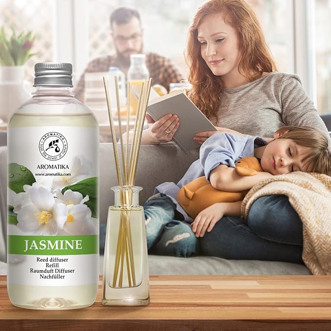 Jasmine Reed Diffuser Refill - 4x17 Fl Oz - Scented Reed Diffuser Refill - Home Fragrance - Air Freshener - Room Freshener - Floral & Long Lasting Scent - Aromatherapy