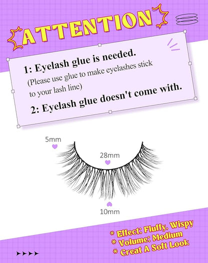 Onlyall Lashes Mink False Eyelashes Natural Wispy Lashes Soft Faux Mink Lashes Fluffy False Lashes DK72