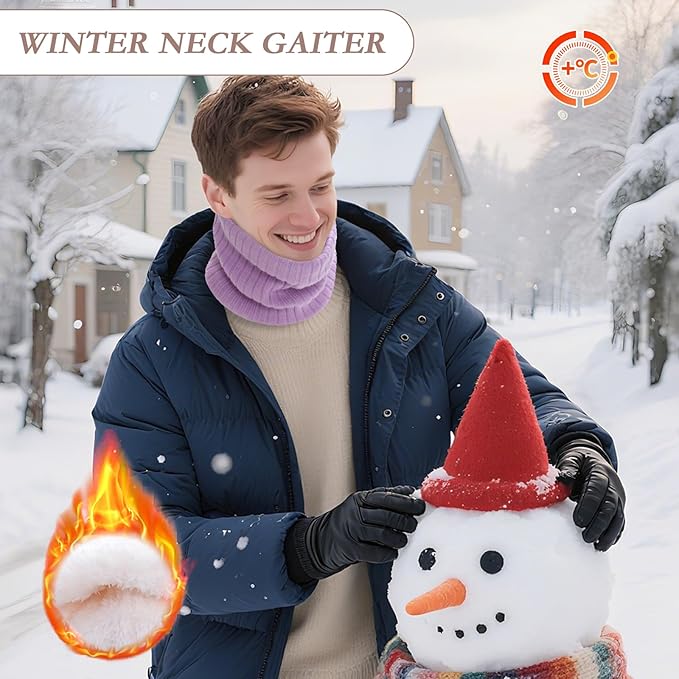 Neck Warmer Gaiter, Winter Fleece Lined Face Mask Scarf for Men Women, Thick Warm Cold Weather Running Ski Neck Cover