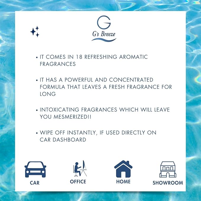 G's Breeze Smart Aroma Diffuser with 60ml Blue Lagoon Scent Refill – Bluetooth & Wi-Fi App Control - LED Lighting & Adjustable Intensity - Long-Lasting Fresh Aquatic Fragrance for Home or Office