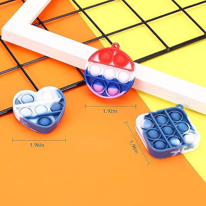 15 pcs Random Color Mini Squeeze Pop Bubble Fidget Sensory Toys, Mini Keychain Wrap Small Relieve Anxiety Stress Toy, Pop Bulk Silicone Classroom Prize for Kids Adult Party Gift