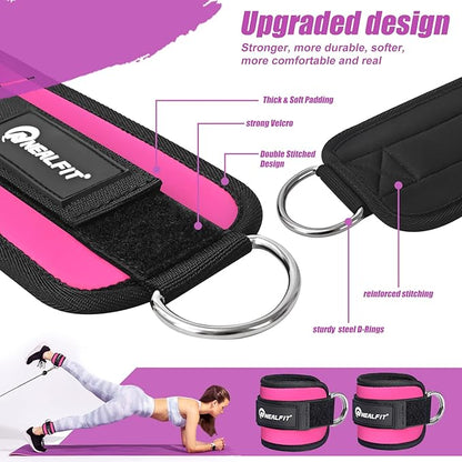 Ankle Strap for Cable Machine, Gym Ankle Cuff for Kickbacks, Leg Extensions, Glute Workouts, Booty Hip Abductors Exercise for Women and Men