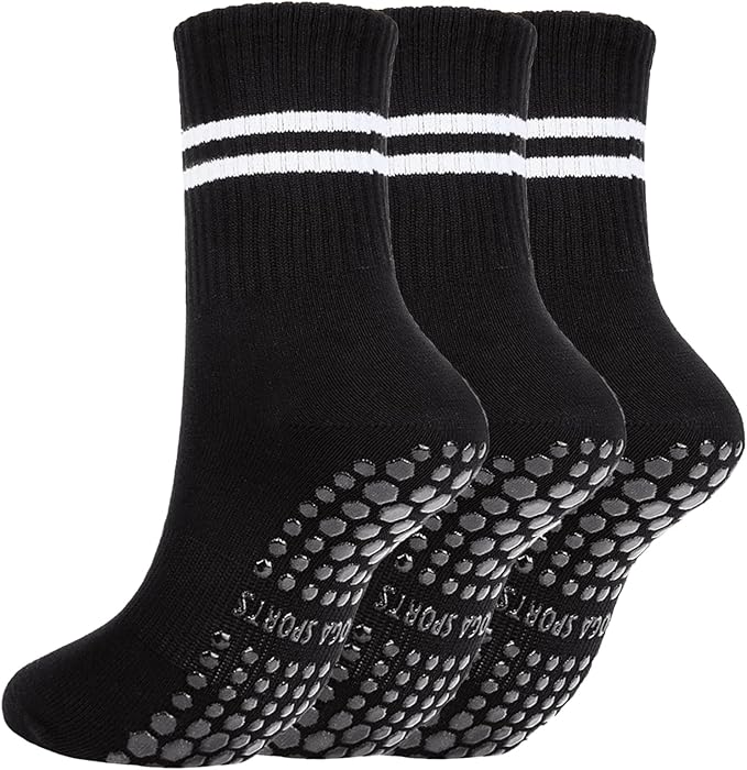 3/6 Pairs Cute Pilates Socks with Grips,Yoga Socks Barre Sock Non Slip Embroidery for Barre Ballet Barefoot Workout