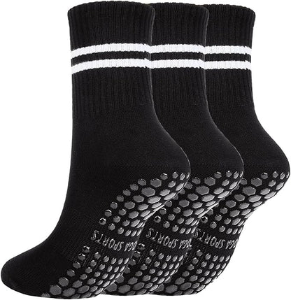 3/6 Pairs Cute Pilates Socks with Grips,Yoga Socks Barre Sock Non Slip Embroidery for Barre Ballet Barefoot Workout