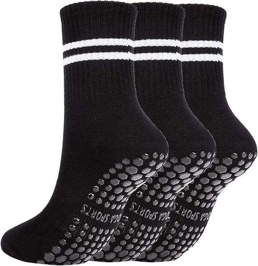3/6 Pairs Cute Pilates Socks with Grips,Yoga Socks Barre Sock Non Slip Embroidery for Barre Ballet Barefoot Workout