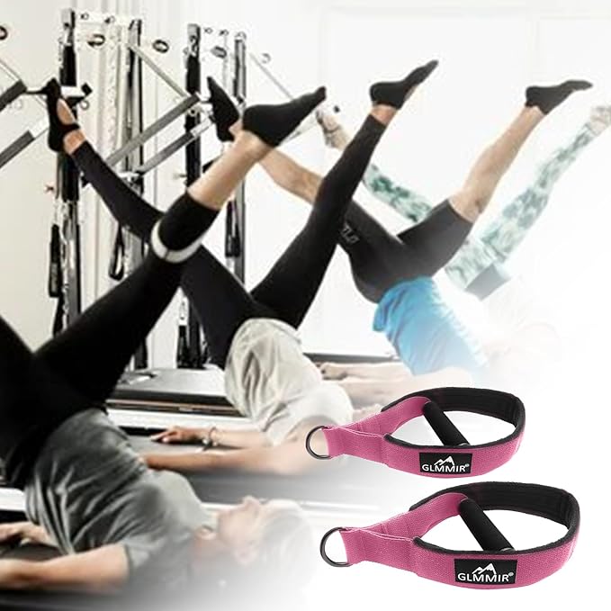 Pilates Double Loop Straps for Pilates Reformer, Fitness Metal D Ring Straps Handle, Pilate Accessories Yoga Wristbands Exercise Straps for Gym Home Workout 2PCS