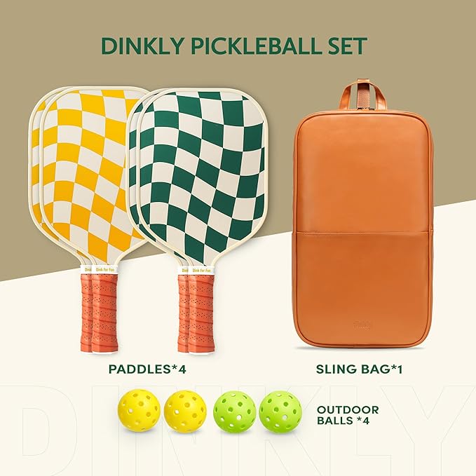 Pickleball Paddles Set of 2/4- USAPA Approved Graphite/Fiberglass Pickleball Racket, 2 Pickleball Rackets, 4 Balls and 1 Portable Carry Bag, Aesthetic Pickle Ball Set for Men Women Beginners