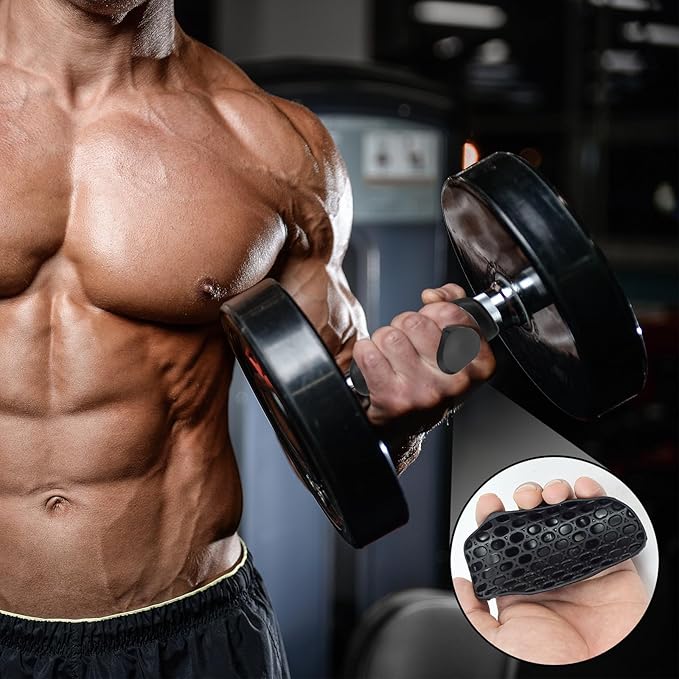 Rubber Gym Grips Fingerless Workout Gym Gloves, Workout Grip for Men Women Crosstraining Hand Palm Protection, Weight Lifting Grips for Bodybuilding, Deadlifts