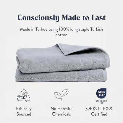 Brooklinen Super-Plush Turkish Cotton Hand Towels Set of 2 Cotton, 820 GSM, Highly Absorbent, Machine Washable, Perfect for Home & Bathroom (20"x30", Smoke Gray)
