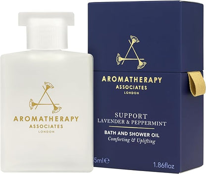 Aromatherapy Associates Support Equilibrium Bath and Shower Oil – Hydrating Oil with 3 Essential Oils to Uplift Mind, Body, and Spirit (1.86 oz)
