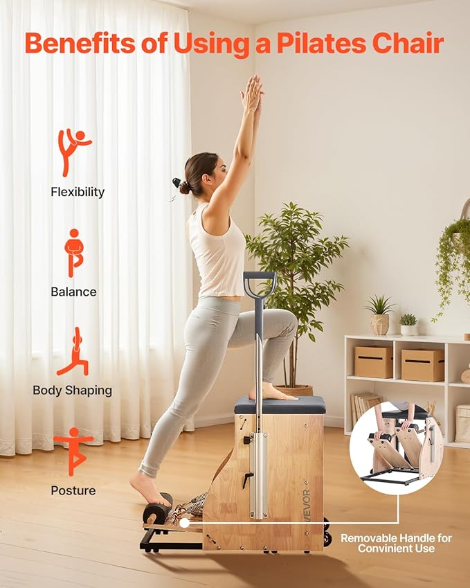 VEVOR Pilates Reformer Machine, Pilates Workout Equipment for Home Gym Studio Use, Pilates Bed with Dual Resistance- Spring & Cord, Reformer Set, Up to 400 LBS