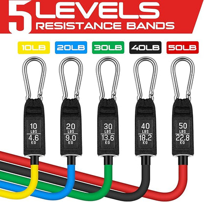 RENRANRING Resistance Bands for Working Out, 150LBS Exercise Bands, Workout Bands, Resistance Bands Set with Handles for Men Women, Legs Ankle Straps for Muscle Training