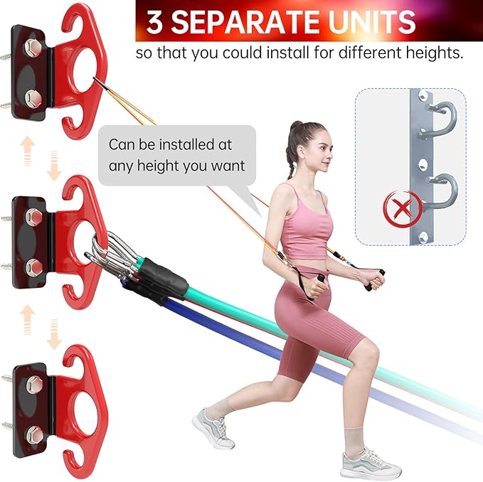 Resistance Band Wall Anchors, Wall Mounted Modular Hooking Platform, Workout Wall Mount Anchor, Training Anchor Mounted Hook Exercise Station for Home Gym Workouts,Yoga,Fitness,Strength Training