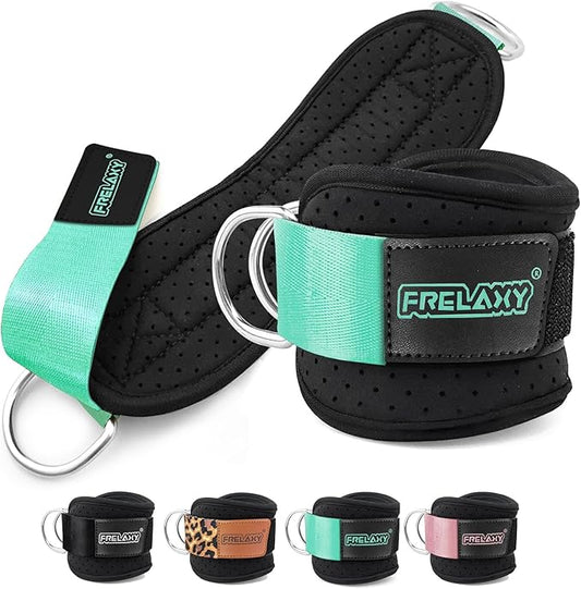 Frelaxy Ankle Straps for Cable Machine – Comfortable & Durable Leg Straps for Kickbacks, Glute Workouts, and Lower Body Exercises – Perforated Neoprene Padding & Tapered Fit