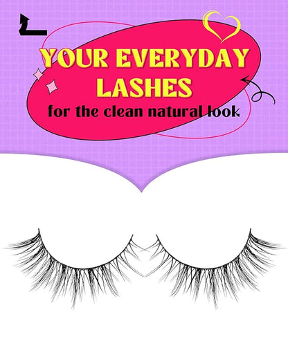 Onlyall Natural Lashes Wispy Lashes Natural Look False Eyelashes Natural Flared Eyelashes False Eye Lashes Soft Fluffy Lashes 7 Pairs HF50-Short Lashes