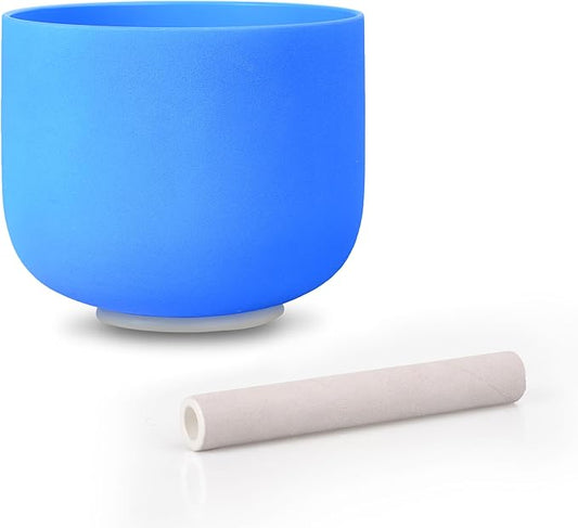 ALIOTH 7" Blue G Note Crystal Singing Bowl Throat Chakra Sound Therapy with Suede Mallet
