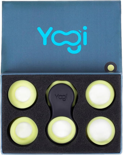 Yogi Fidget Toy – Silent Sensory Spinner for Adults & Kids – Stress Relief Fidgets for ADHD, Anxiety – Fidget Toys for Adults – Includes 5 Finger-Fit Rings – Work, School & Travel – Moonlight