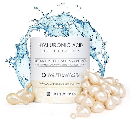 Hyaluronic Acid Serum for Face, Anti Aging Serum for Fine Lines & Wrinkles, Hydrating Glow, Face Moisturizer Plump & Repair Dry Skin, Unscented, 30 Capsules
