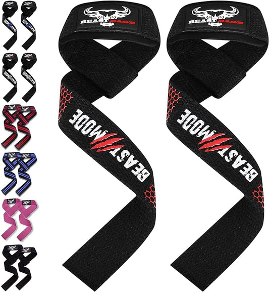 BEAST RAGE Lifting Wrist Straps for Weightlifting, Weight Lifting Straps Gym Grip Power Workouts Lifting Straps Padded Cotton Men Women Wrap Lift Deadlift Straps Hard Pull Exercise