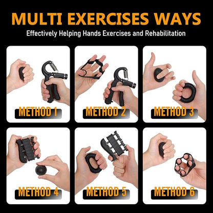 JKSHMYT Grip Strength Trainer Kits (5 Pack), Adjustable Resistance Forearm Strengthener, Hand Gripper Strengthener for Muscle Building and Injury Recovery for Athletes