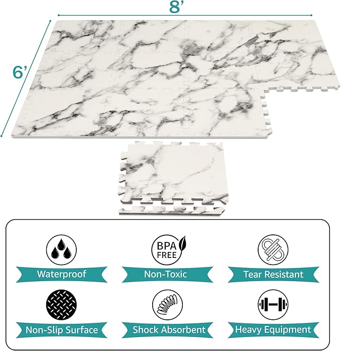 Sorbus Wood Grain Floor Tiles Foam Mat EVA Interlocking Mats Tile 3/8-Inch Thick Flooring Wood Puzzle Exercise Mats w/Borders - Home Playroom Basement, Apartment, Trade Show, Baby, Dance