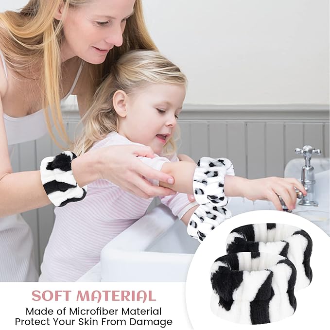 Wrist Towels for Washing Face, Women's Microfiber Spa Wash Towel Band, Absorbent Wrist Sweatband for Girls Prevent Water from Spilling Down Your Arms 6Pcs
