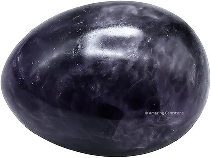 Amazing Gemstone Lepidolite Crystal Yoni Egg, 2 Inches - Premium Crystals and Healing Stones Yoni Egg for Pelvic Floor Health, Natural Healing Crystal Eggs for Meditation and Stress Relief