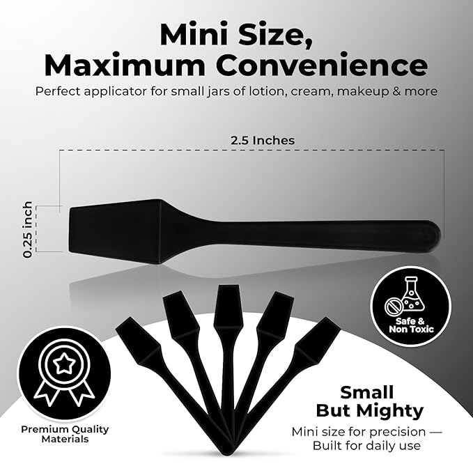 Mini Makeup Spatula (2.5”, 500 Pack) - Small Facial Spatula for Mascara, Skincare, Creams & Crafts | Eye Cream Applicator Tool for Skincare, Face Mask | Disposable Makeup Applicators | Black