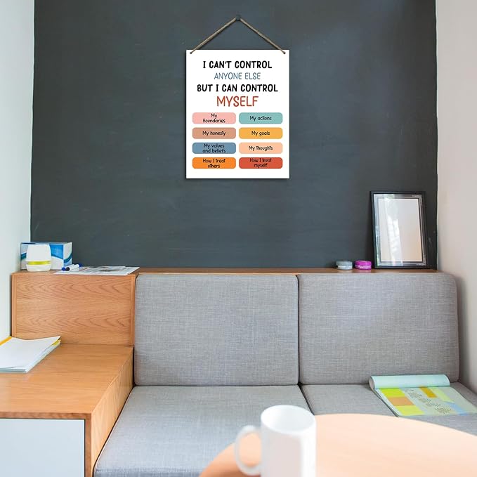 Mental Health Therapy Office Wooden Hanging Wall Decor Positive Energy Wood Sign Positive Affirmations Wood Wall Decor Office School Classroom Nursery Homes chool Decor Therapist Gifts 8''X10'' (DH78)