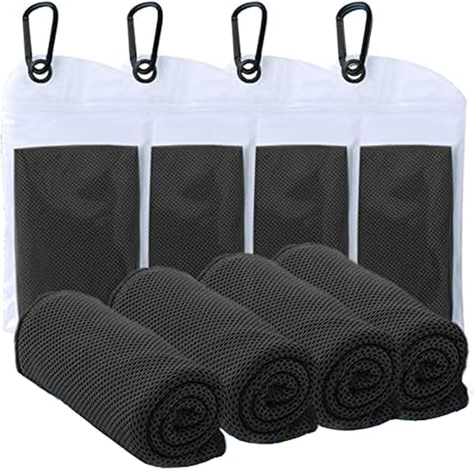 4 Packs Cooling Towels (40x12 Inch), Cooling Towels for Neck and Face, Stay Cool in Hot Weather for Sports, Gym, Yoga, Golf, Hiking, Camping & Travel