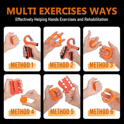 JKSHMYT Grip Strength Trainer Kits (5 Pack), Adjustable Resistance Forearm Strengthener, Hand Gripper Strengthener for Muscle Building and Injury Recovery for Athletes