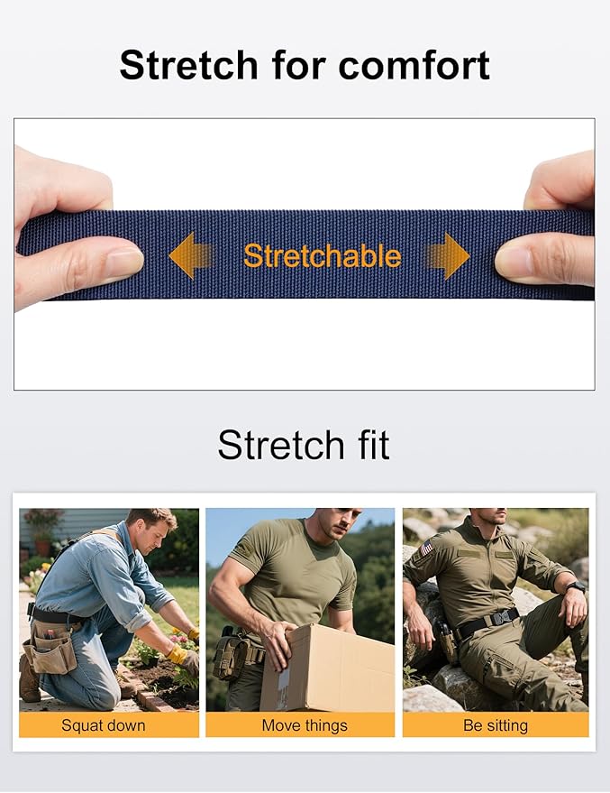 JUKMO Quick Release Tactical Belt, Military Work 1.5" Nylon Web Golf Belt with Heavy Duty Seatbelt Buckle