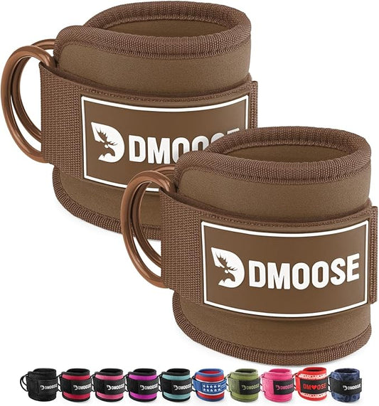 DMoose Fitness Ankle Straps for Cable Machines - One Size Fit with Premium Padding, Glute Kickback Ankle Strap for Women & Men, Cable Attachments for Gym, Booty Workouts, Leg Extension & Hip Abductors