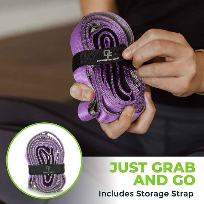 Gradient Fitness Stretching Strap for Physical Therapy, 12 Multi-Loop Stretch Strap 1" W x 8' L, Neoprene Handles, Physical Therapy Equipment, Yoga Straps for Stretching, Leg Stretcher.