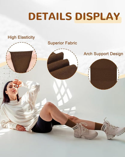 Justay 6 Pairs Pilates Socks with Grips for Women Soft Non Slip Crew Cotton Athletic Workout Barre Hospital Yoga Socks