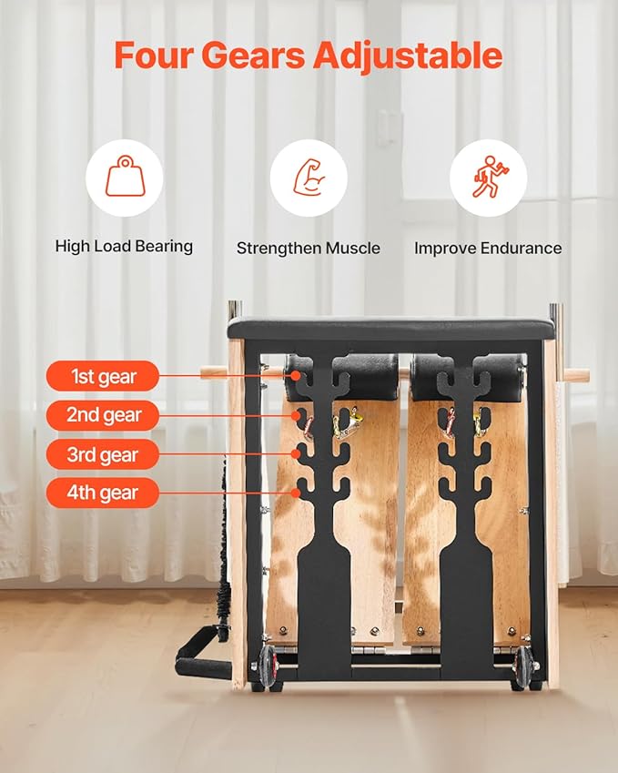 VEVOR Pilates Reformer Machine, Pilates Workout Equipment for Home Gym Studio Use, Pilates Bed with Dual Resistance- Spring & Cord, Reformer Set, Up to 400 LBS