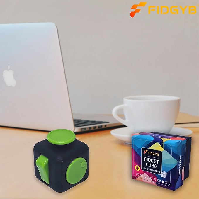 Cube Fidget Stress Relief Toy for Adults & Kids, Smooth, Quiet Sensory Toy for Anxiety, Focus & ADHD Idea[Black_Green]