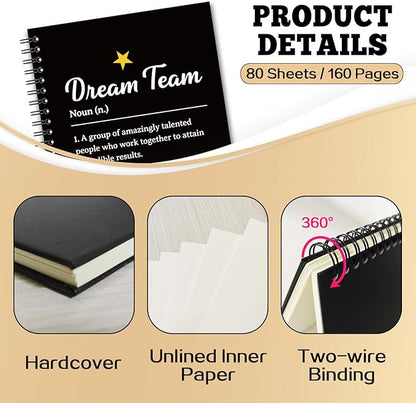 YAZMEEN Dream Team Blank Spiral Notebook（160 Pages） Dream Team Definition Hardcover Sketchbook Employee Appreciation Gift Team Member Gift Funny Notebook Birthday Gift for Coworker Friend Office Work