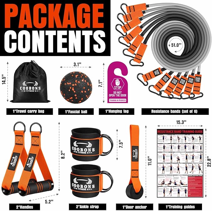 Heavy Resistance Bands for Working Out, 300LBS Exercise Bands with Handles, Workout Bands for Men, Weight Fitness Bands Set for Muscle Training, Strength, Slim, Yoga, Home Gym Equipment