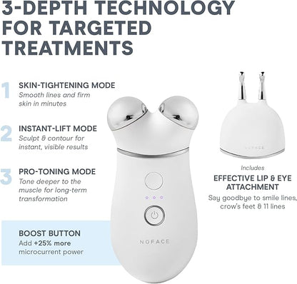 NuFACE TRINITY+ Effective Lip & Eye Attachment for Microcurrent Facial Device - FDA Cleared At Home Eye Lift & Smile Lines Treatment to Tighten & Tone Hard-to-Reach Areas Around Mouth and Eyes