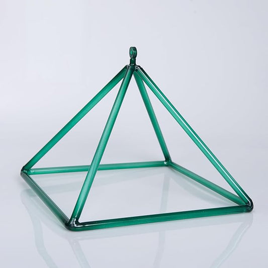 TOPFUND 10" Green Crystal Singing Pyramid Sound Therapy Instrument with Carrying Case and Quartz Suede Mallet