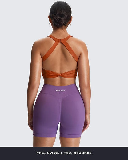 Aoxjox Women's Workout Sports Bras Twist Front Fitness Training Gym Bra Yoga Crop Lola Tank