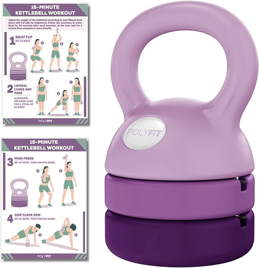 Polyfit Adjustable Kettlebell | 5 lb - 12 lb | Kettlebells Weights Set for Home Gym | Kettle Bell Sets for Women at Home