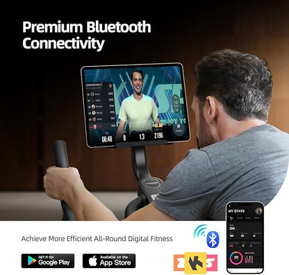 HARISON Semi-Commercial Exercise Bike 400 lbs Capacity, Magnetic Stationary Bikes for Home Gym with Bluetooth & Tablet Holder & Comfortable Seat Cushion