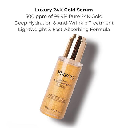 BMBCO 24K Gold Collagen Serum – Anti-Wrinkle & Skin Tightening, Deep Hydration & Brightening, EGF & Peptides Face Serum for Youthful Glow