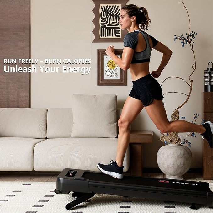 Yesoul Walking Pad Treadmill with 10% Auto Incline, Under Desk Treadmill for Home Walking, Hiking & Running, 300lbs Capacity, Smart App Scenic Routes & Live Classes, Remote & LED Display