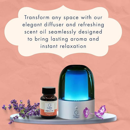 G's Breeze Smart Aroma Diffuser with 60ml Fabulous Scent Refill – Bluetooth & Wi-Fi App Control - LED Lighting, Adjustable Intensity - Long-Lasting Elegant Floral Fragrance for Home or Office