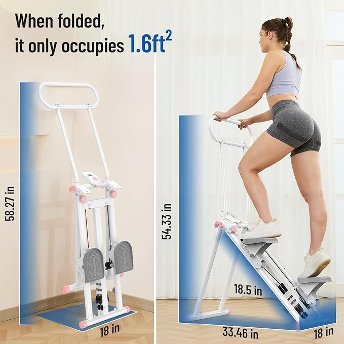 Stair Stepper for Home Gym,Folding Vertical Climber Cardio Exercise Machine,Stair Climber for Full Body Workout with Adjustable Handlebar for Women & Men