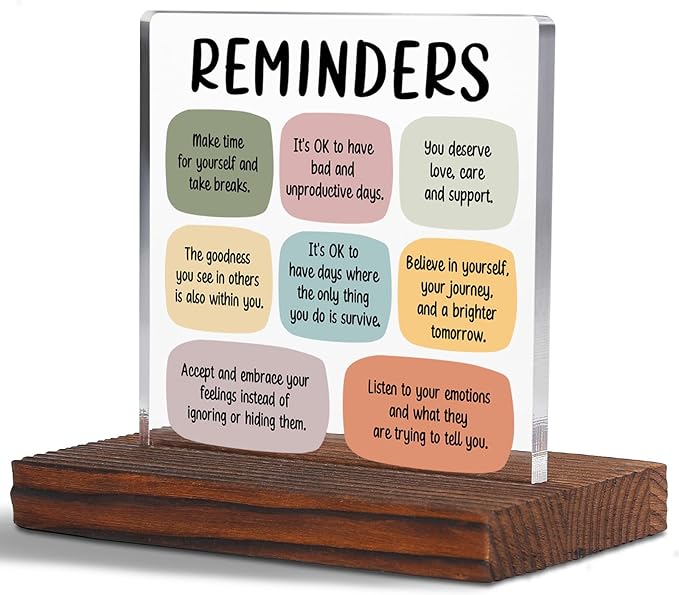 Reminders Psychology Student Graduation Gift Clear Desk Decorative Signs, Psychologist Gifts for Students, School Counselor Teacher Mental Health Awareness Therapist Office Decor Plaque TZD66